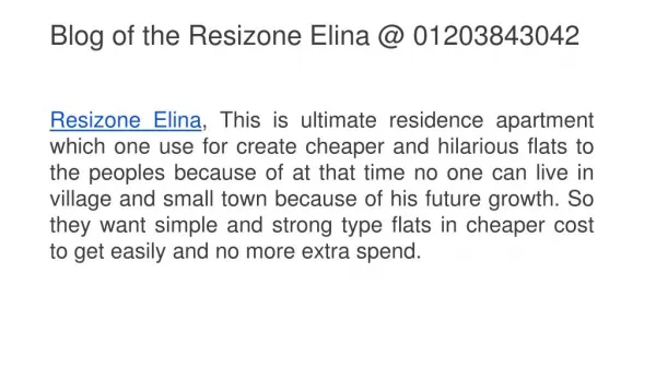 Blog of the Resizone Elina