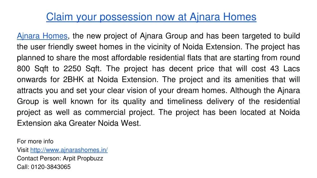 claim your possession now at ajnara homes