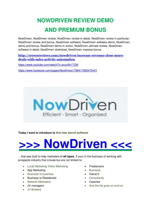 NowDriven review in detail and (FREE) $21400 bonus