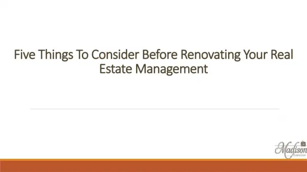 Five Things To Consider Before Renovating Your Real Estate Management