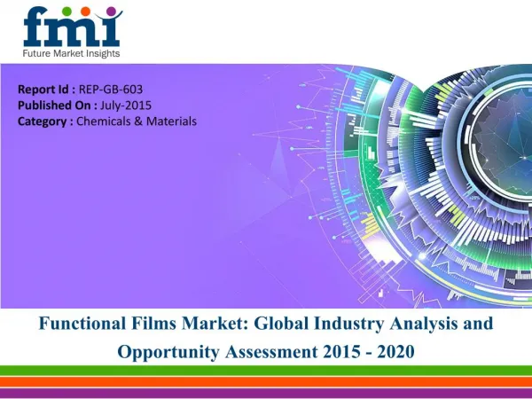 Valuation of Global Functional Films Market Expected to Reach US$ 27.32 Bn by 2020