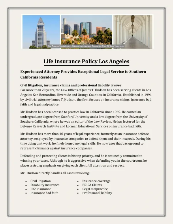 Life Insurance Policy Los Angeles