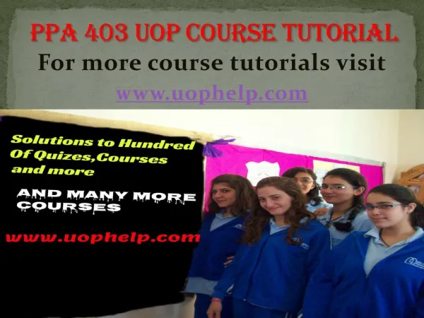 PPA 403 ash Courses/ uophelp