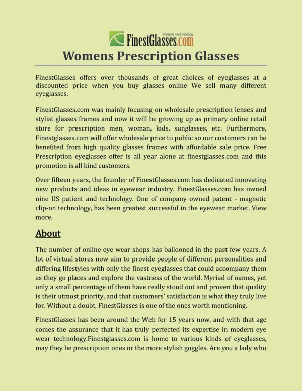 Womens Prescription Glasses