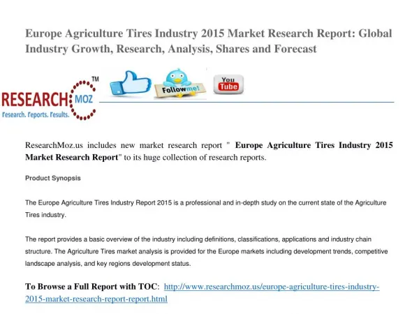 Europe Agriculture Tires Industry 2015 Market Research Report