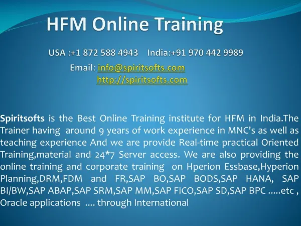 HFM Online training in Hyderabad