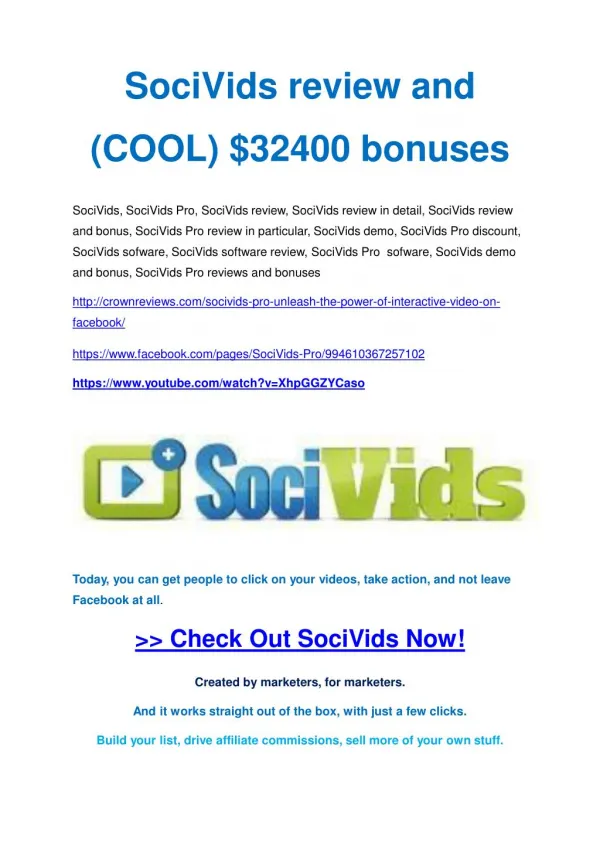 SociVids Pro Review-(GIANT) bonus & discount