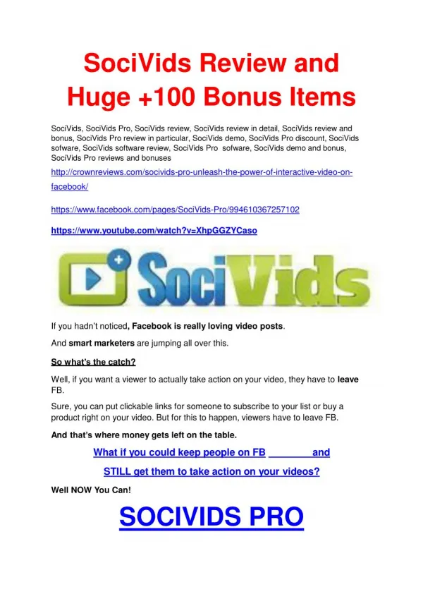 SociVids Pro Review & GIANT bonus packs