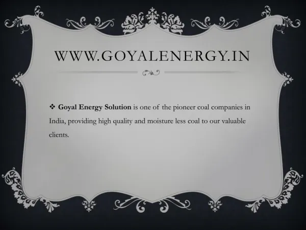 Coal Suppliers in India - Goyal energy solution