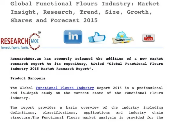 Global Functional Flours Industry 2015 Market Research Report