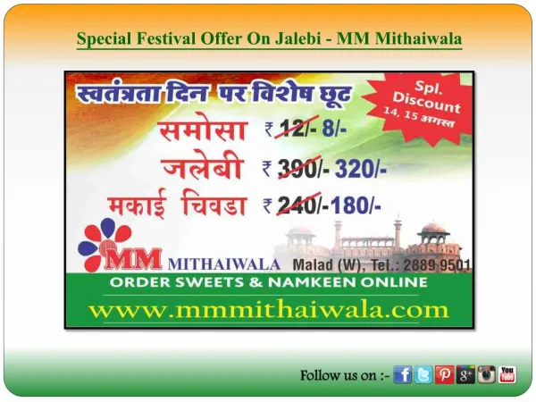 Special Festival Offer On Jalebi - MM Mithaiwala