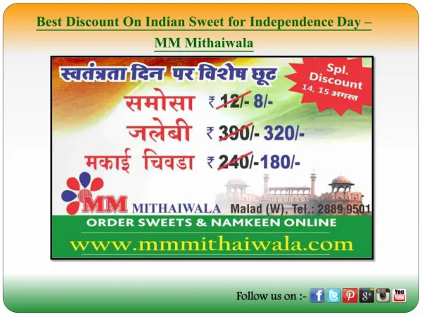 Best Discount On Indian Sweet for Independence Day - MM Mithaiwala