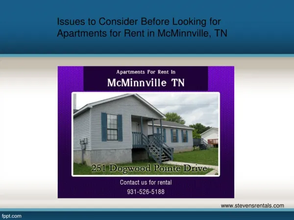 Issues to Consider Before Looking for Apartments for Rent in McMinnville, TN