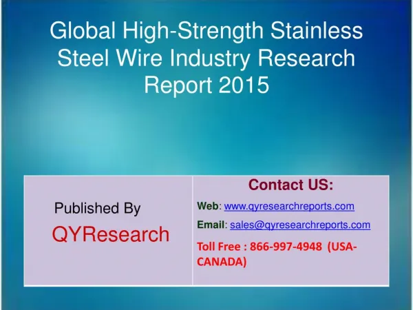 Global High-Strength Stainless Steel Wire Market 2015 Industry Growth, Forecast, Research, Analysis, Share, and Trends