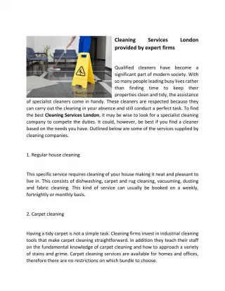 Cleaning Services London provided by expert firms - slide 1