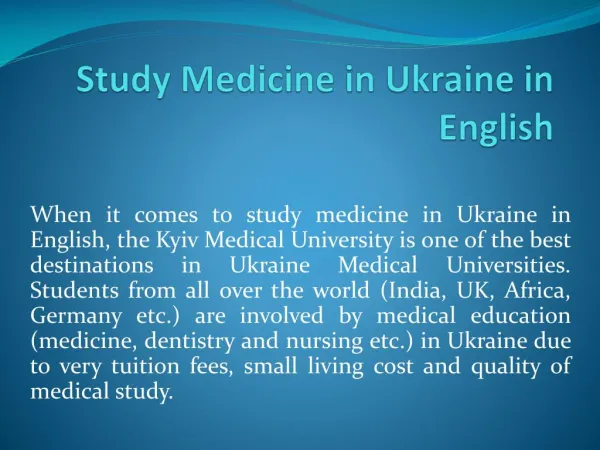 Study Medicine in Ukraine in English