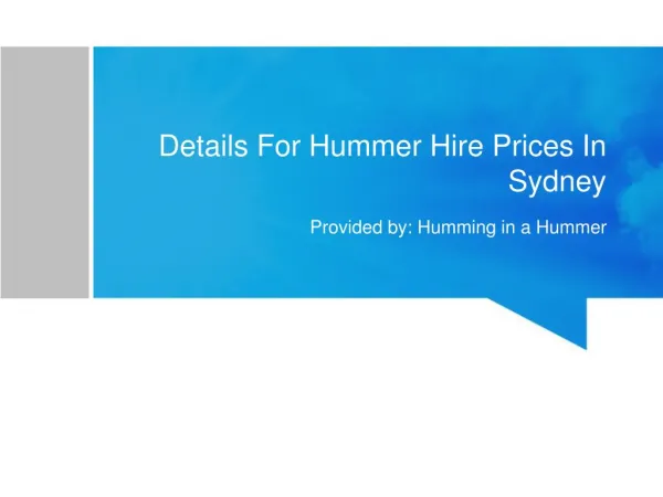 Details For Hummer Hire Prices In Sydney