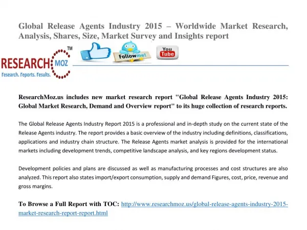 Global Release Agents Industry 2015 Market Research Report