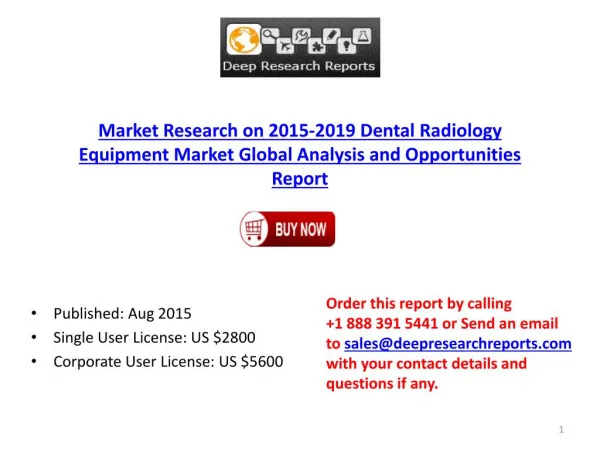 Dental Radiology Equipment Market 2015 Global Analysis and Opportunities Report
