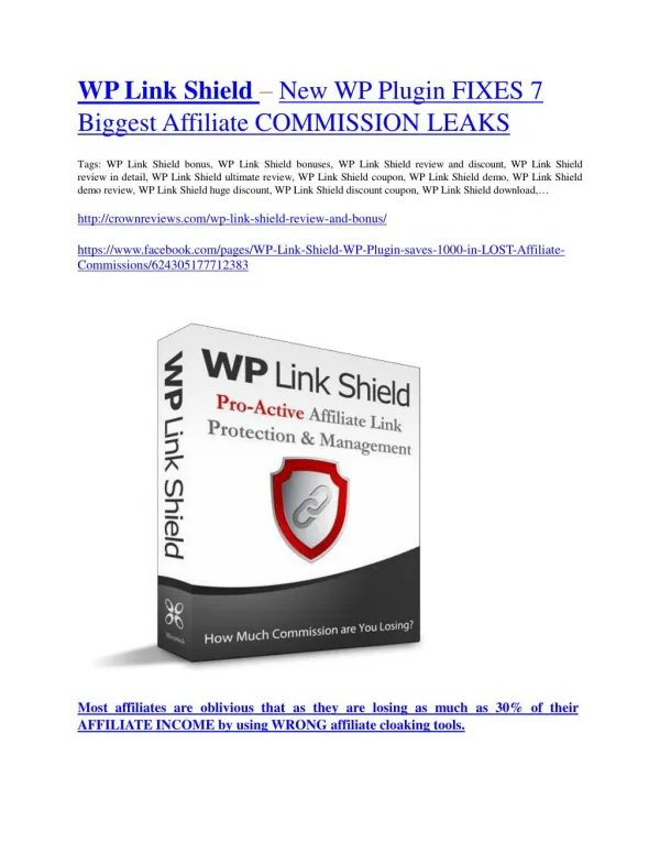 WP Link Shield Review and (MASSIVE) $23,800 BONUSES