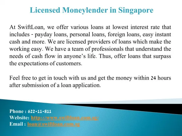 Licensed Moneylender in Singapore