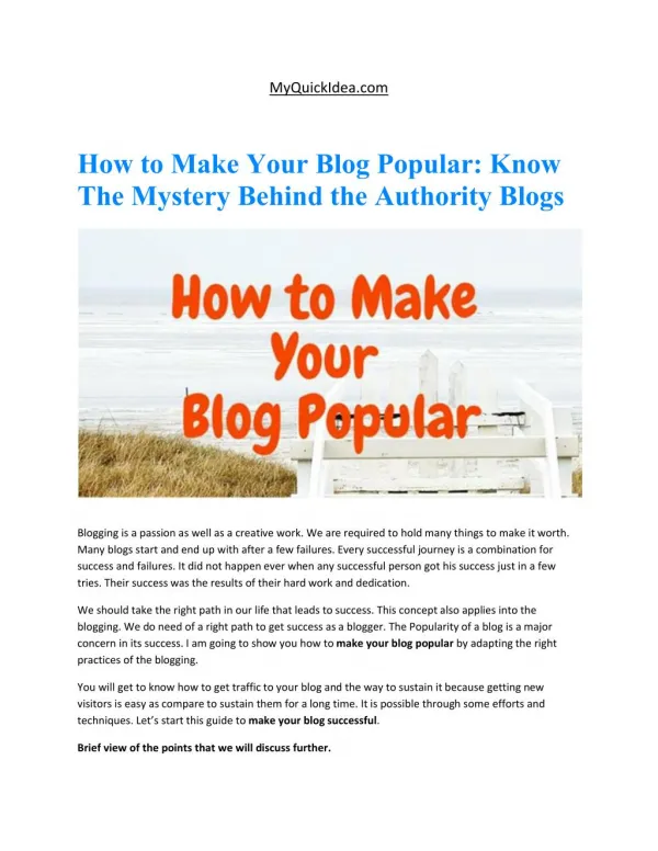 How to Make Your Blog Popular: Know The Mystery Behind the Authority Blogs