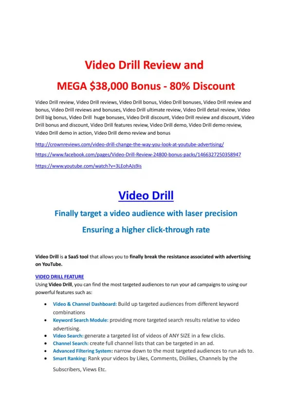 Video Drill Review-(FREE) $32,000 Bonus & Discount