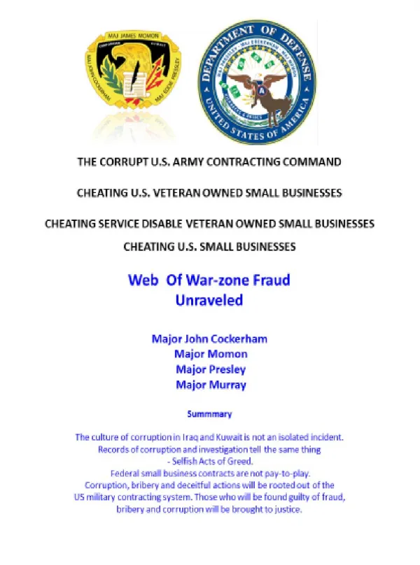 Blog 47 USMC 20150725 Web of War-zone Fraud Unraveled