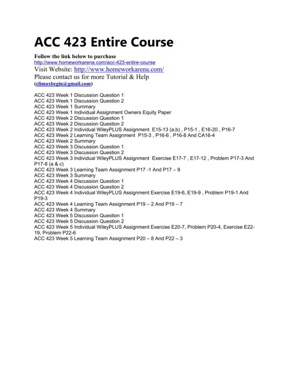 ACC 423 Complete Course
