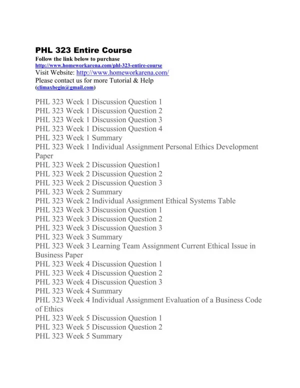 PHL 323 Complete Course Material