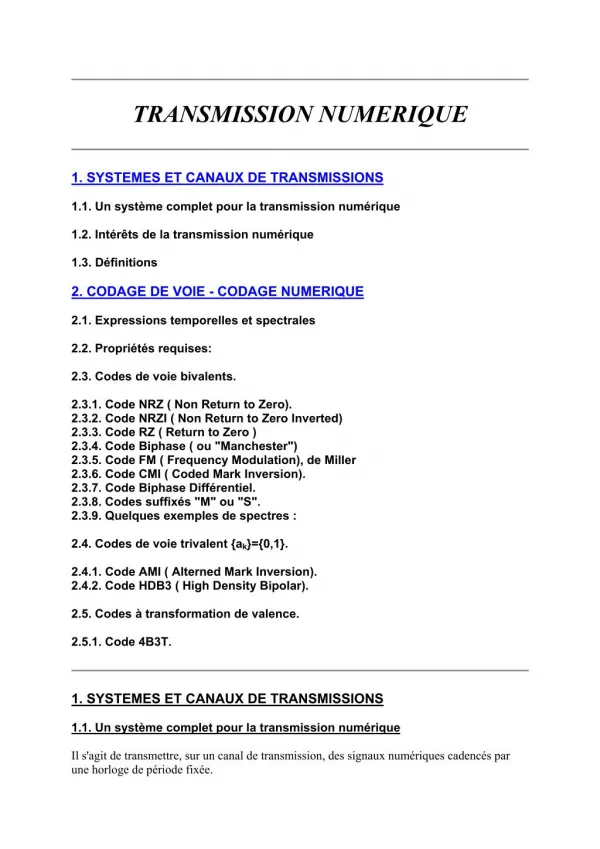 TRANSMISSION NUMERIQUE