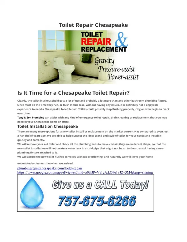Toilet Repair Chesapeake