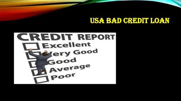USA Bad Credit Loan