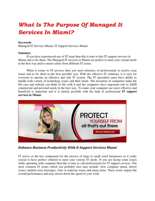 What Is The Purpose Of Managed It Services In Miami?