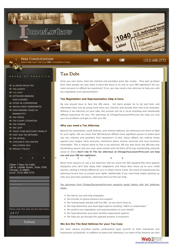 Chicago tax debt services get by experienced Chicago tax lawyers