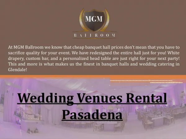 Wedding Venues Rental Pasadena