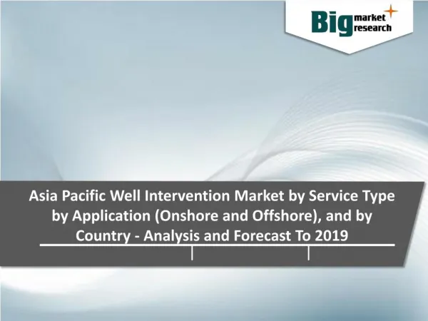 Well Intervention Services Market in Asia Pacific - Market Size, Share, Growth & Opportunities