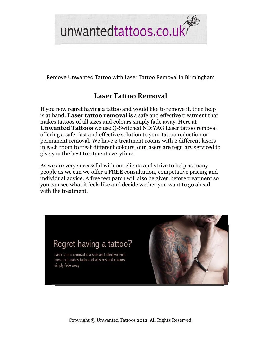Pico Laser Tattoo Removal | Solihull Medical Cosmetic Clinic