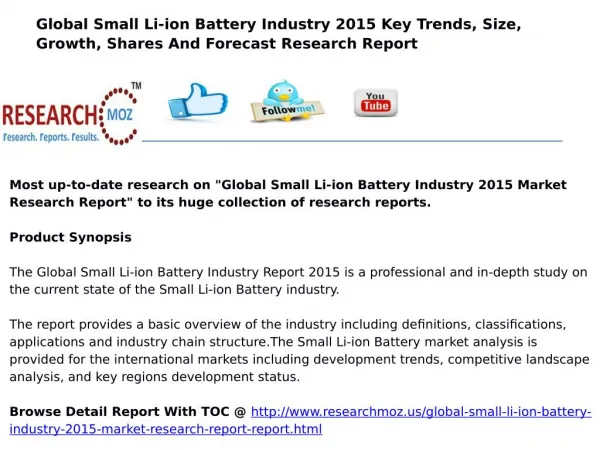 Global Small Li-ion Battery Industry 2015 Market Research Report