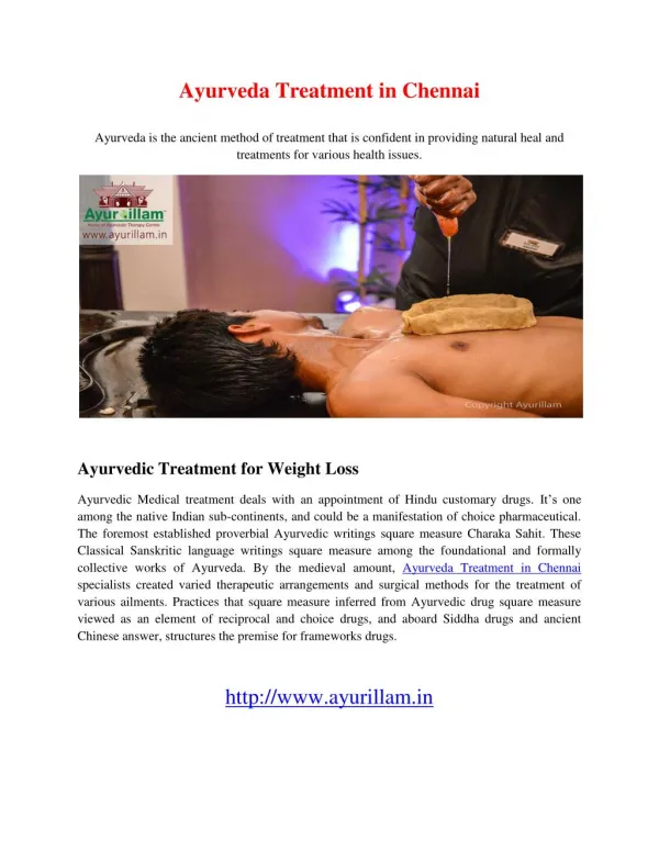 Ayurveda Treatment in Chennai