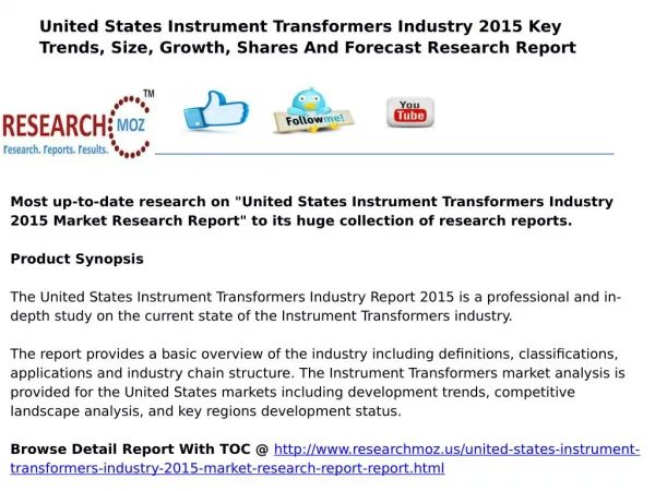 United States Instrument Transformers Industry 2015 Market Research Report