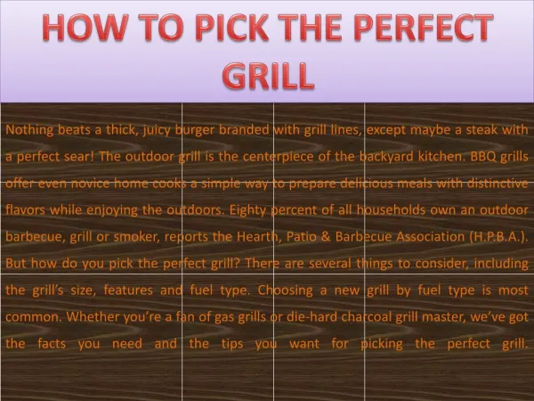 How to Pick Your Perfect Grill
