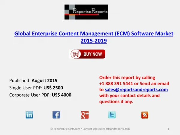Global Enterprise Content Management (ECM) Software Market 2015-2019