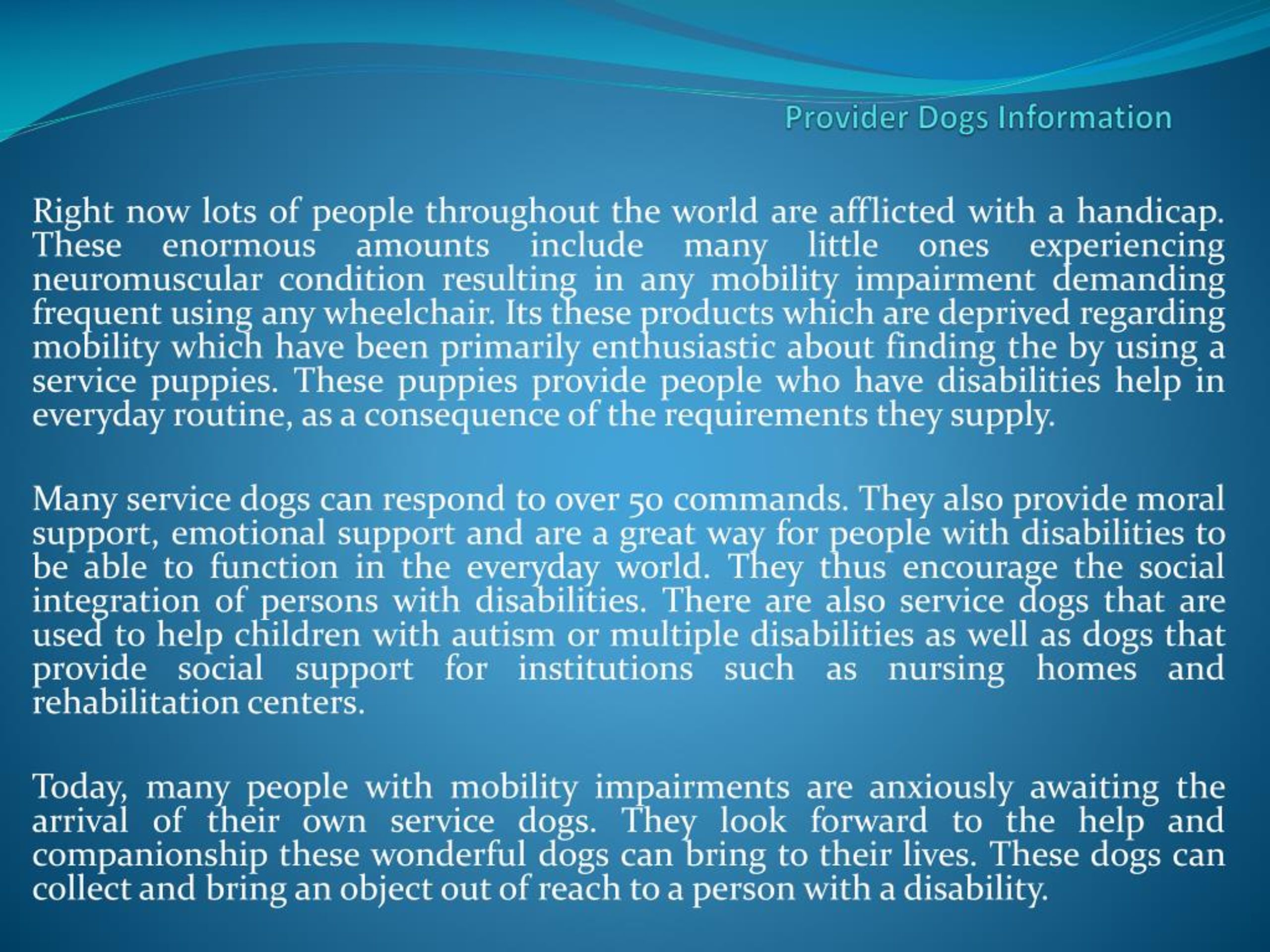 PPT - Provider Dogs Information PowerPoint Presentation, free download ...
