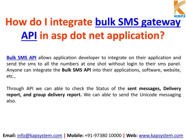 How to Integrate Bulk SMS API in ASP.NET Application