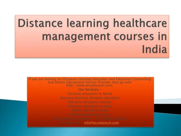 distance learning healthcare management courses in india
