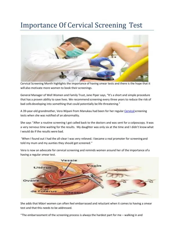 Importance Of Cervical Screening Test