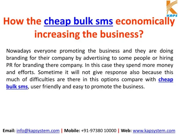 How does the cheap bulk sms economically increasing the business?