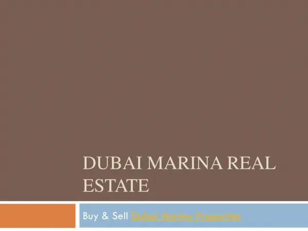 Dubai Marina Properties for Sale & Rent