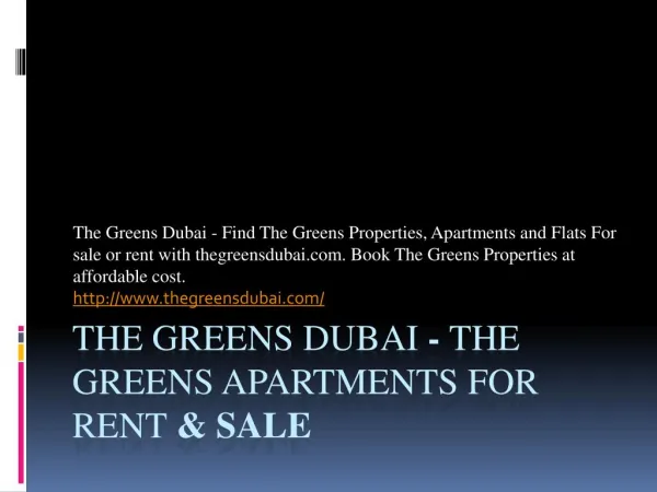 The Greens Dubai - The Greens Property for Sale - The Greens Dubai